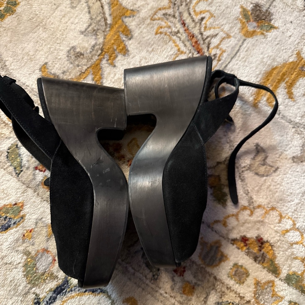 Free People suede black Leather Strap Clog Size 40 usa 9 - Picture 9 of 9